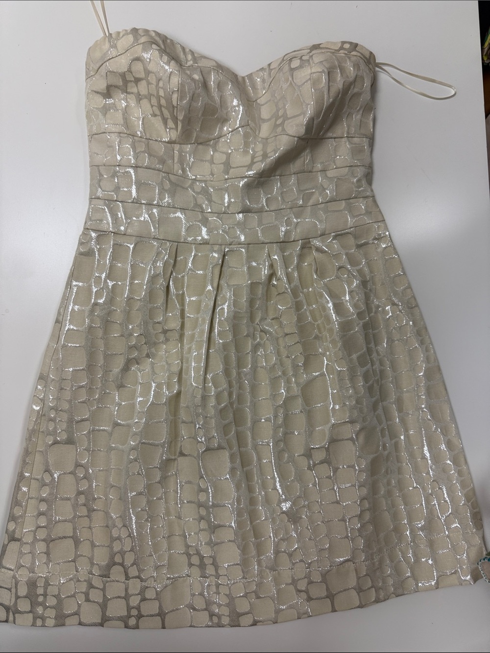 American Eagle Outfitters Cream Party Dress with Shimmer Accents